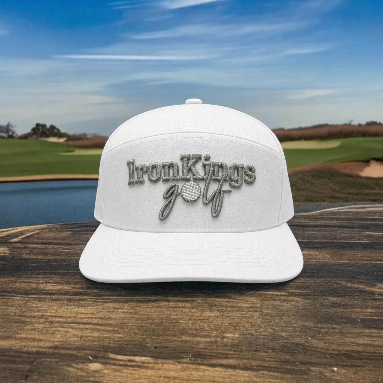 White Iron Kings Golf Hat (6 panel)